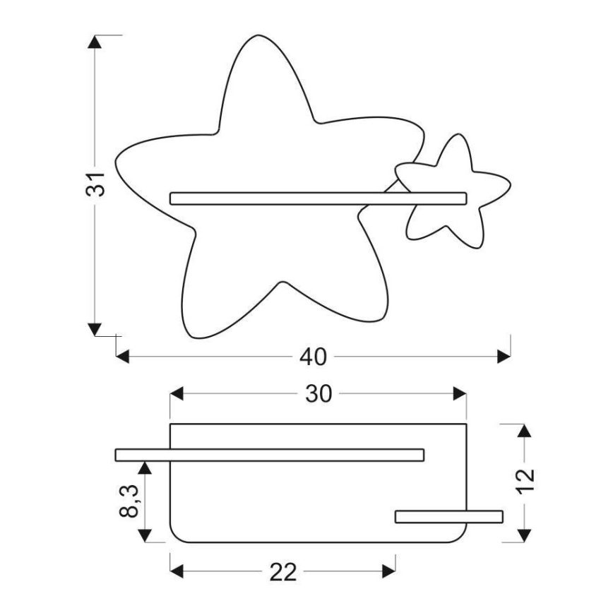 Παιδικό φωτιστικό τοίχου LED με ράφι STAR LED/5W/230V