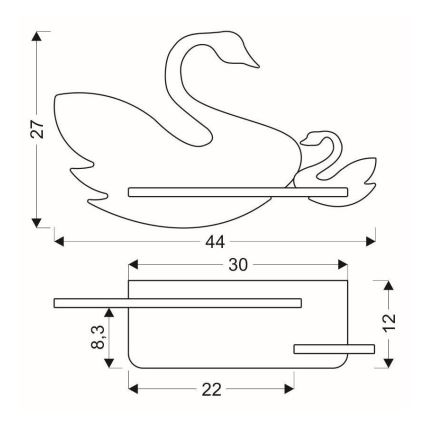 Παιδικό φωτιστικό τοίχου LED με ράφι SWAN LED/5W/230V