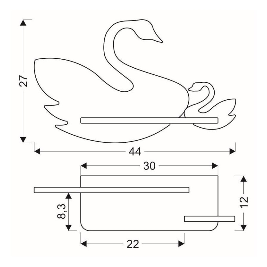 Παιδικό φωτιστικό τοίχου LED με ράφι SWAN LED/5W/230V