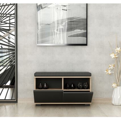 Παπουτσοθήκη DRAGO 42x80 cm μαύρο/καρυδιά