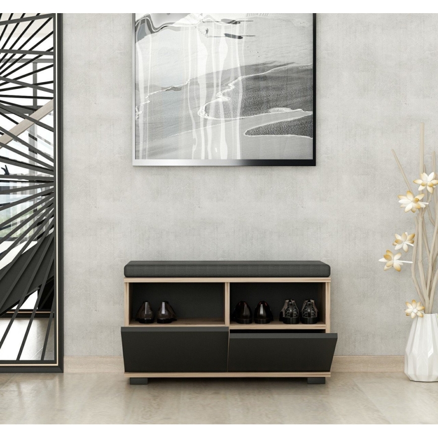 Παπουτσοθήκη DRAGO 42x80 cm μαύρο/καρυδιά