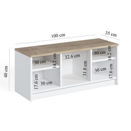 Παπουτσοθήκη LONDON 100x35 cm λευκό/μπεζ