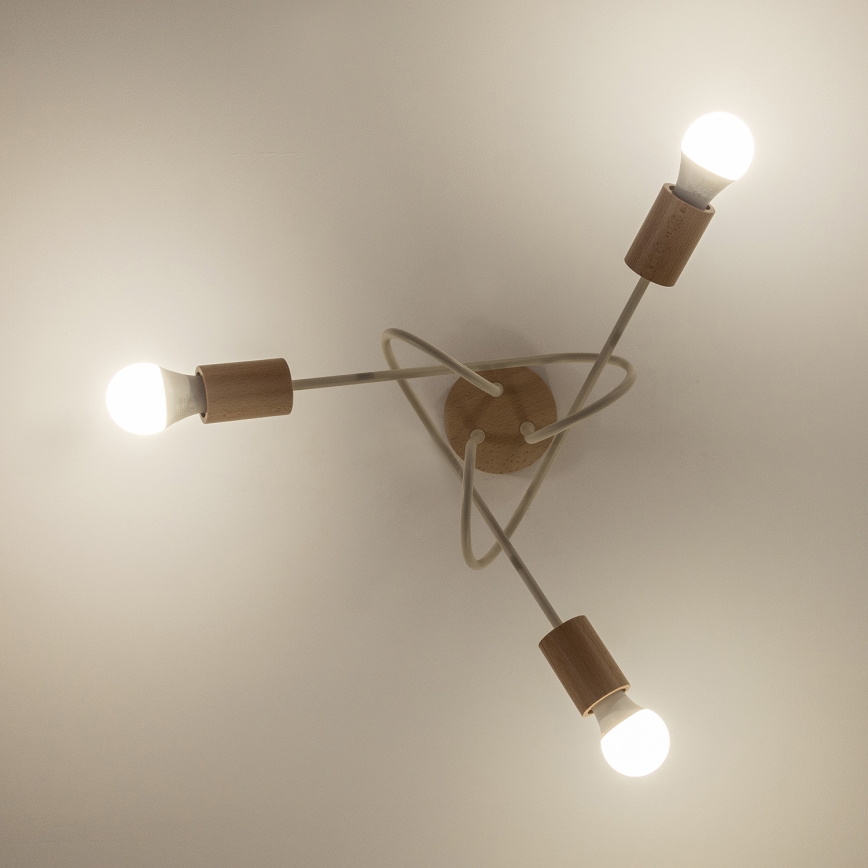 Πλαφονιέρα OXFORD 3xE27/15W/230V πεύκο/κρεμ
