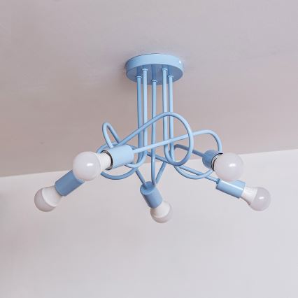 Πλαφονιέρα OXFORD 5xE27/15W/230V μπλε