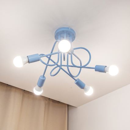 Πλαφονιέρα OXFORD 5xE27/15W/230V μπλε