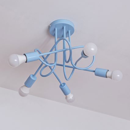 Πλαφονιέρα OXFORD 5xE27/15W/230V μπλε