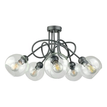 Πλαφονιέρα οροφής EVIE 5xE27/60W/230V ανθρακί/διαφανής