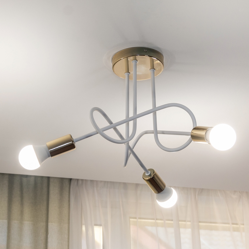 Πλαφονιέρα OXFORD 3xE27/15W/230V χρυσό/λευκό