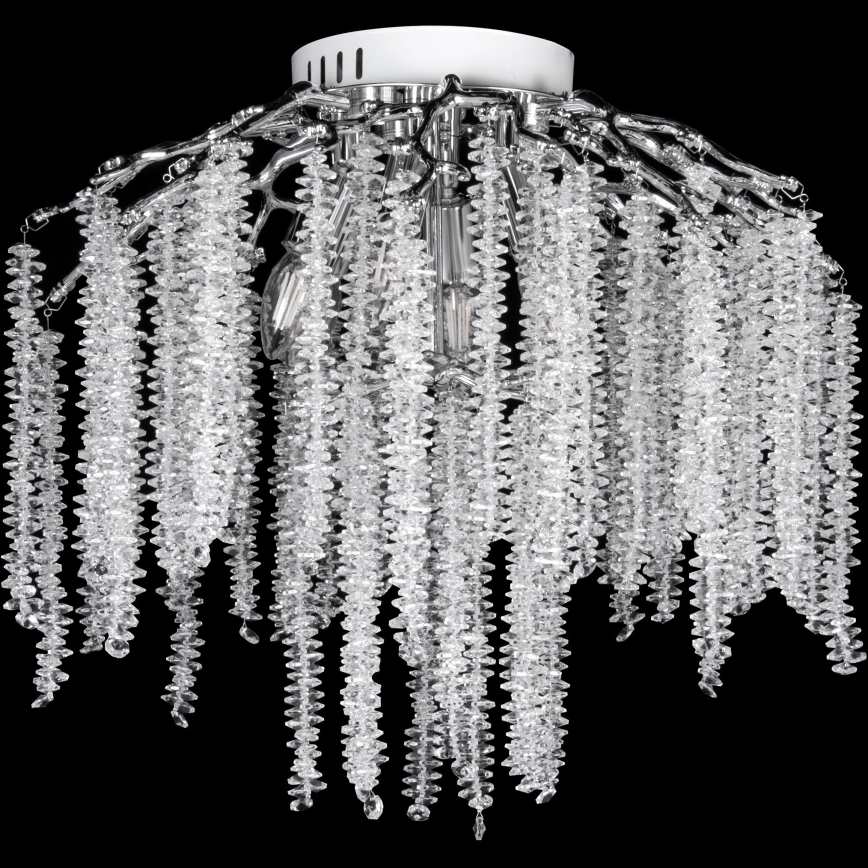 Πλαφονιέρα οροφής 6xE14/60W/230V + 3xLED/3W διάμετρος 54 cm γυαλιστερό χρώμιο