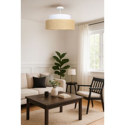 Πλαφονιέρα οροφής BOHO 1xE27/60W/230V διάμετρος 40 cm λευκό/μπεζ