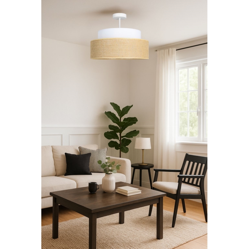 Πλαφονιέρα οροφής BOHO 1xE27/60W/230V διάμετρος 40 cm λευκό/μπεζ