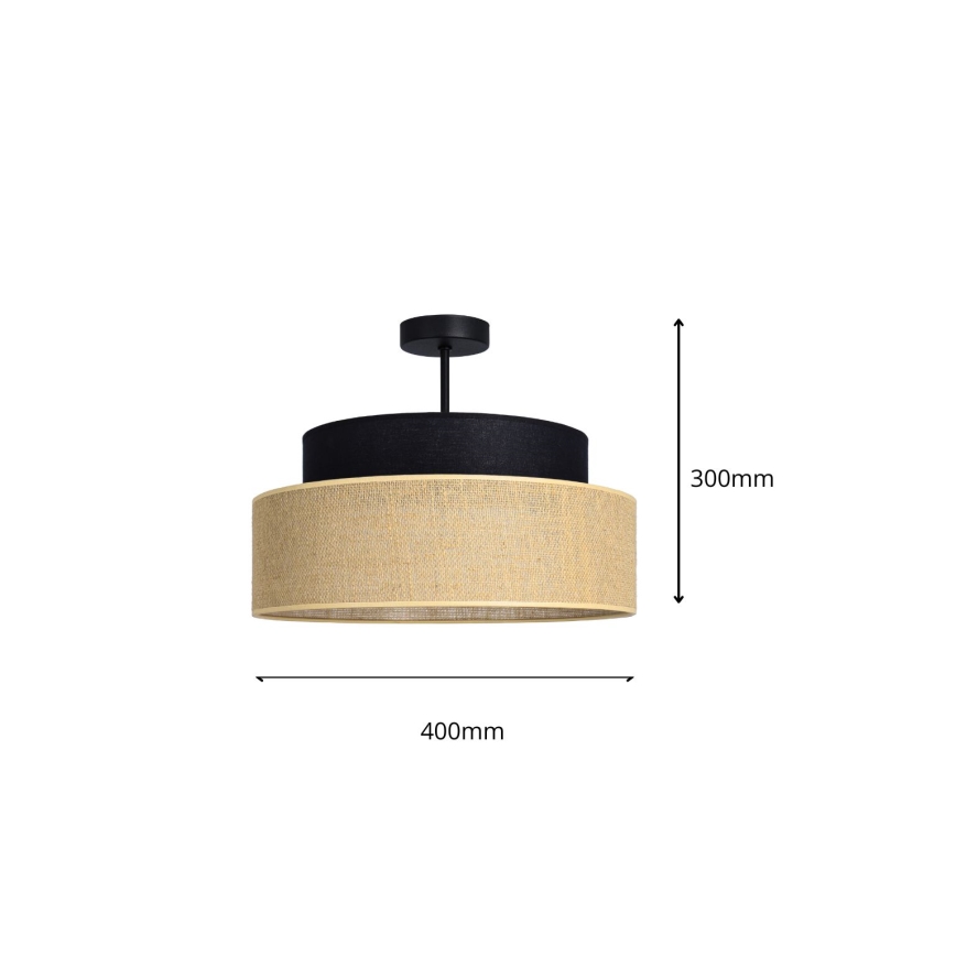 Πλαφονιέρα οροφής BOHO 1xE27/60W/230V διάμετρος 40 cm μαύρο/μπεζ