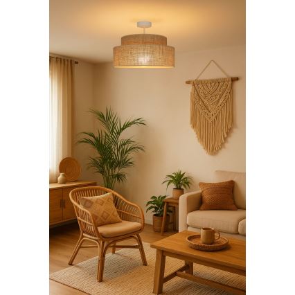 Πλαφονιέρα οροφής BOHO 1xE27/60W/230V μπεζ