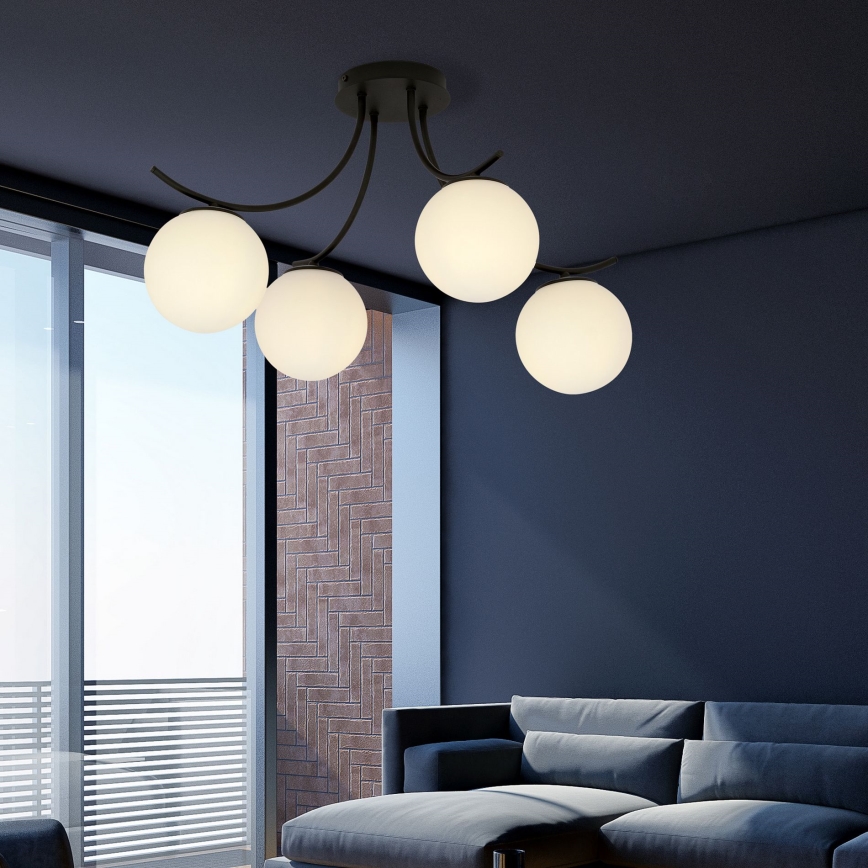 Πλαφονιέρα οροφής BOSTON 4xE14/10W/230V μαύρο