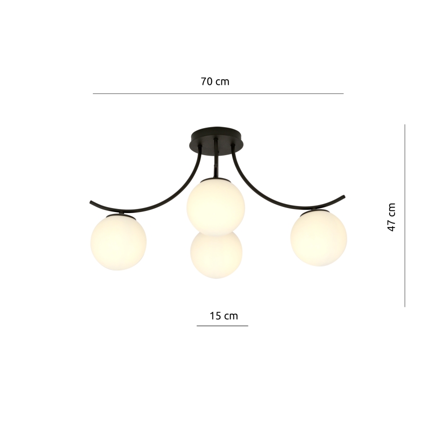 Πλαφονιέρα οροφής BOSTON 4xE14/10W/230V μαύρο