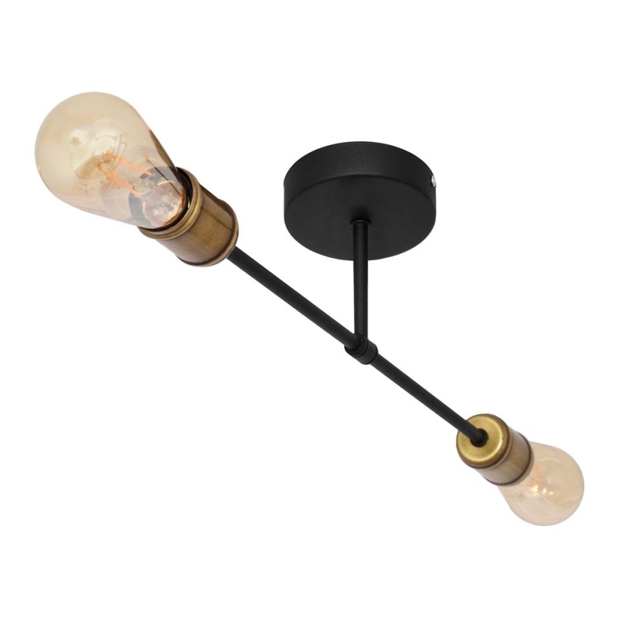 Πλαφονιέρα οροφής CAMBRIDGE 2xE27/15W/230V μαύρο/χρυσαφί