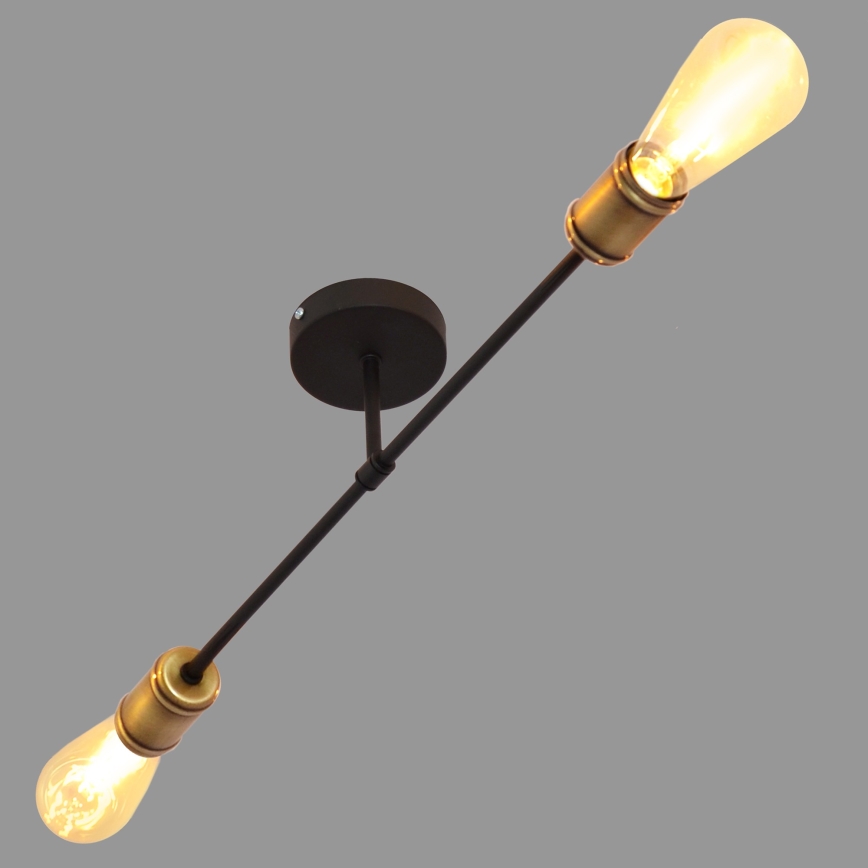 Πλαφονιέρα οροφής CAMBRIDGE 2xE27/15W/230V μαύρο/χρυσαφί