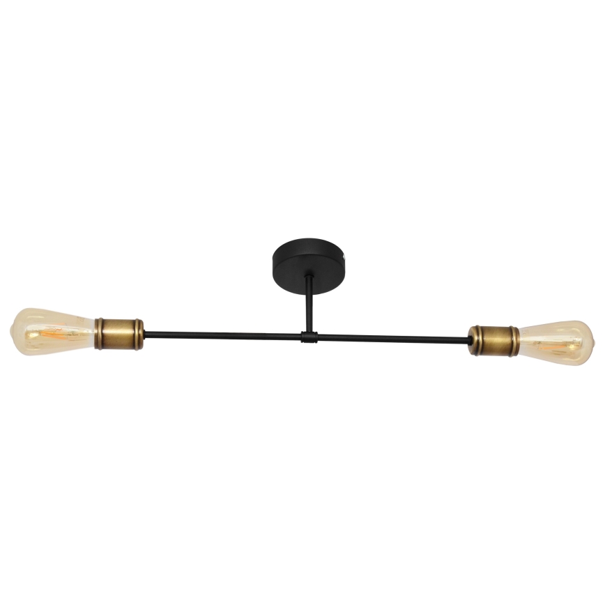 Πλαφονιέρα οροφής CAMBRIDGE 2xE27/15W/230V μαύρο/χρυσαφί