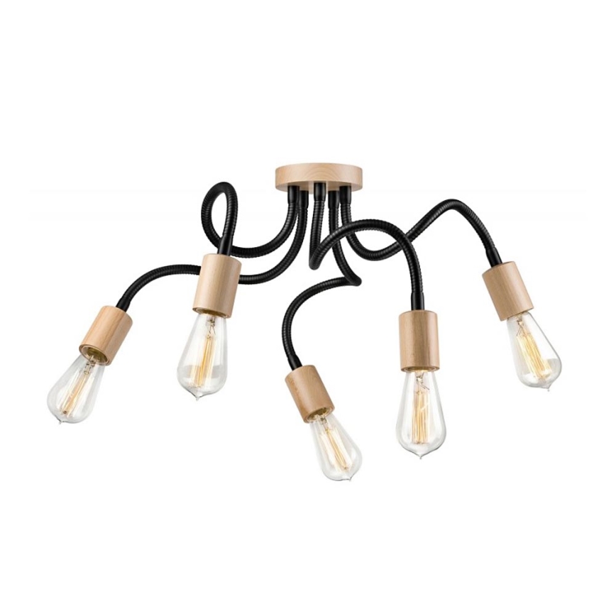 Πλαφονιέρα οροφής CAMERON 5xE27/60W/230V οξιά
