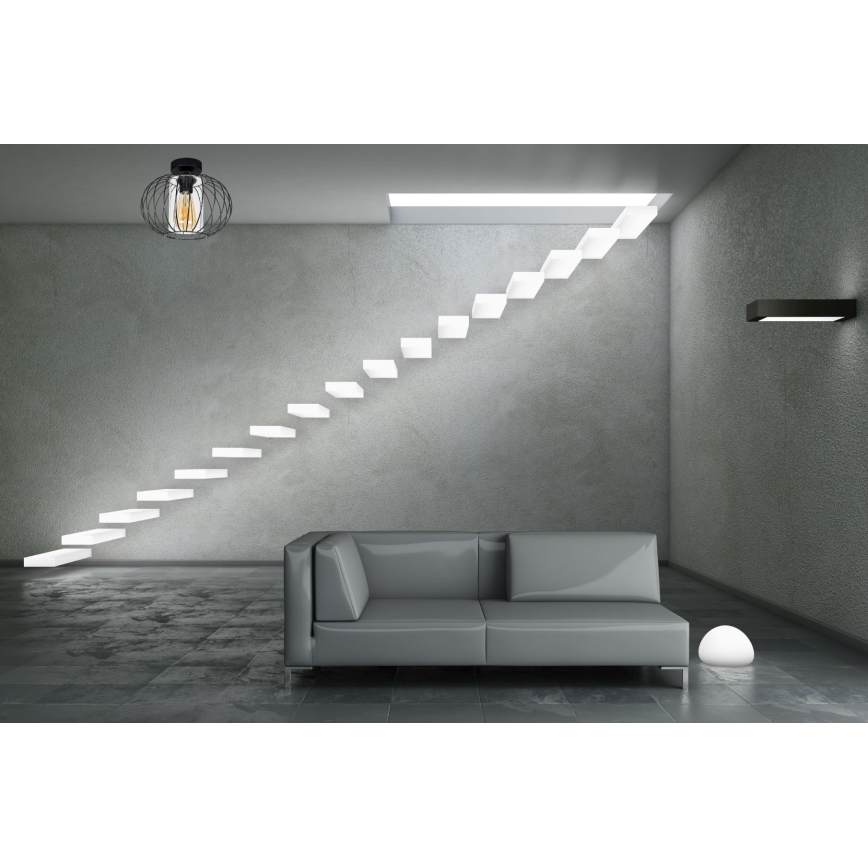 Πλαφονιέρα οροφής CORRINI 1xE27/60W/230V διάμετρος 25 cm μαύρο/διαφανής