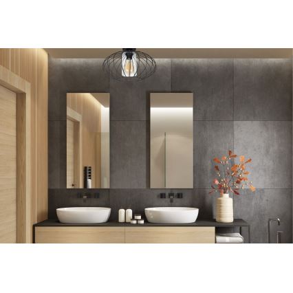 Πλαφονιέρα οροφής CORRINI 1xE27/60W/230V διάμετρος 34 cm μαύρο/διαφανής