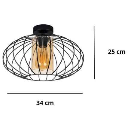 Πλαφονιέρα οροφής CORRINI 1xE27/60W/230V διάμετρος 34 cm μαύρο/μπεζ