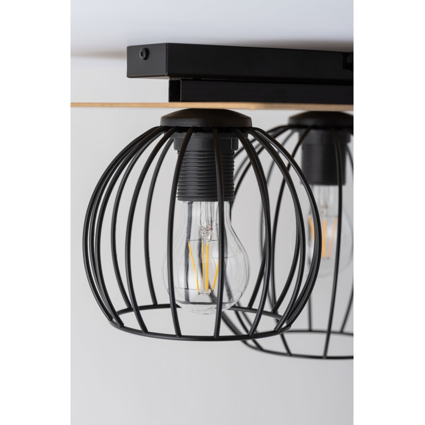 Πλαφονιέρα οροφής  CYBER 2xE27/60W/230V ξύλο/μαύρο