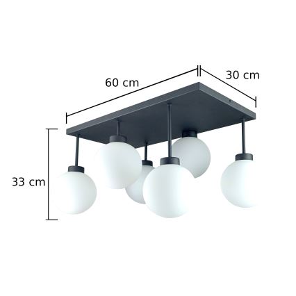 Πλαφονιέρα οροφής DEA 6xE14/60W/230V μαύρο/λευκό