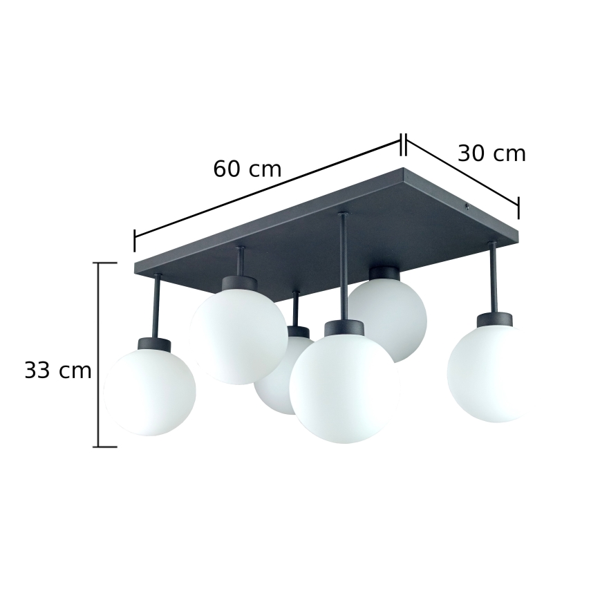 Πλαφονιέρα οροφής DEA 6xE14/60W/230V μαύρο/λευκό
