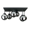 Πλαφονιέρα οροφής DEA 6xE14/60W/230V μαύρο/φιμέ μαύρο