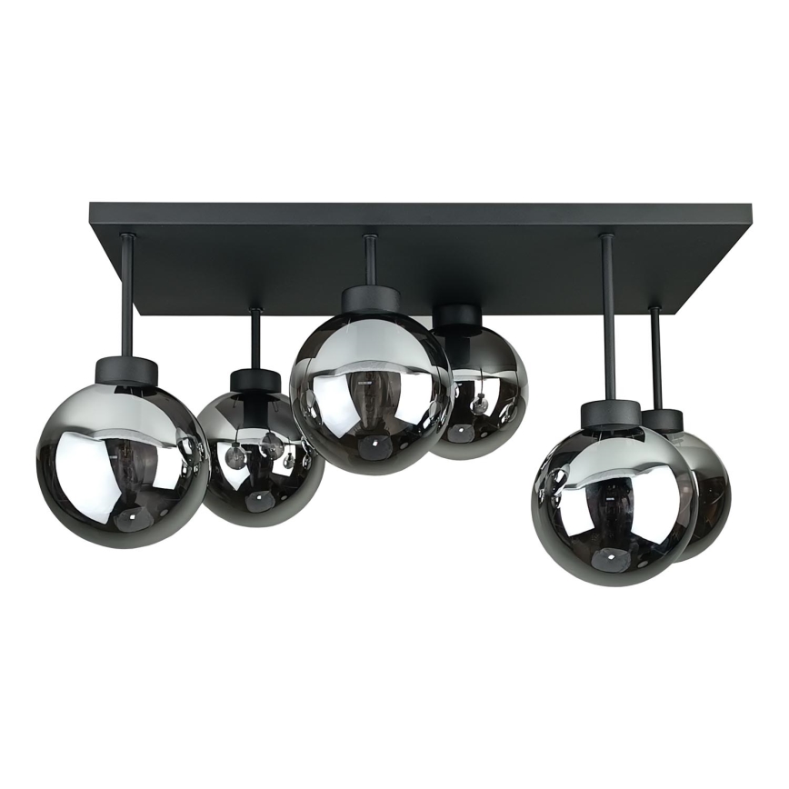 Πλαφονιέρα οροφής DEA 6xE14/60W/230V μαύρο/φιμέ μαύρο