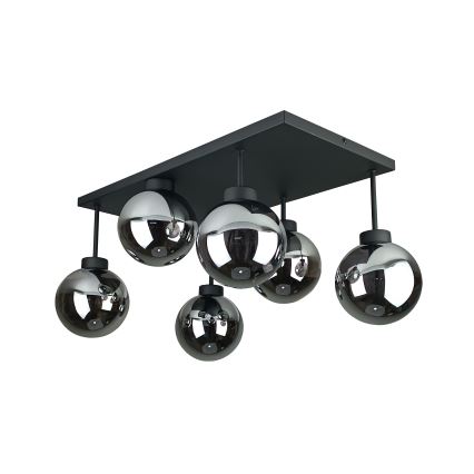 Πλαφονιέρα οροφής DEA 6xE14/60W/230V μαύρο/φιμέ μαύρο