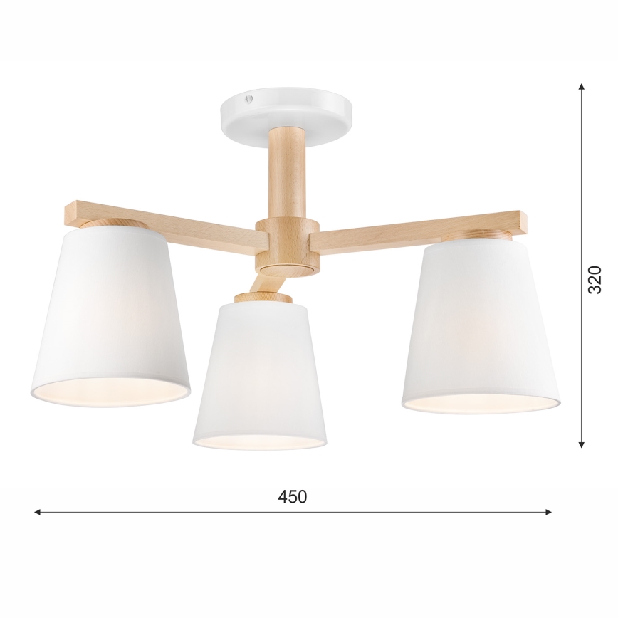 Πλαφονιέρα οροφής ELLIE 3xE27/60W/230V οξιά