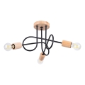 Πλαφονιέρα οροφής EMBER 3xE27/15W/230V μαύρο/μπεζ/οξιά