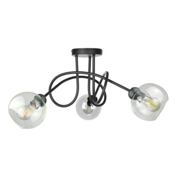 Πλαφονιέρα οροφής EVIE 3xE27/60W/230V μαύρο/διαφανής