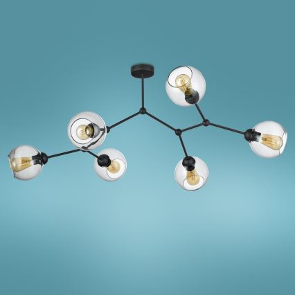 Πλαφονιέρα οροφής FAIRY 6xE27/60W/230V μαύρο