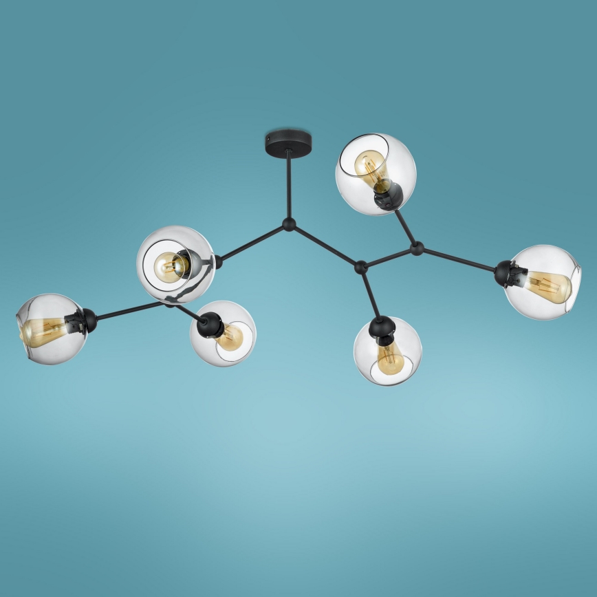 Πλαφονιέρα οροφής FAIRY 6xE27/60W/230V μαύρο