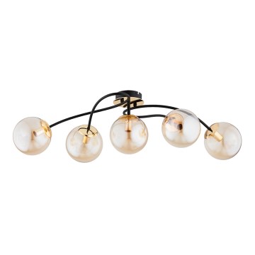 Πλαφονιέρα οροφής GILIAN 5xE14/40W/230V μαύρο/χρυσαφί