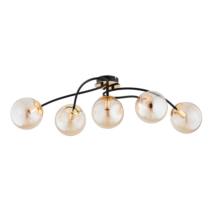 Πλαφονιέρα οροφής GILIAN 5xE14/40W/230V μαύρο/χρυσαφί