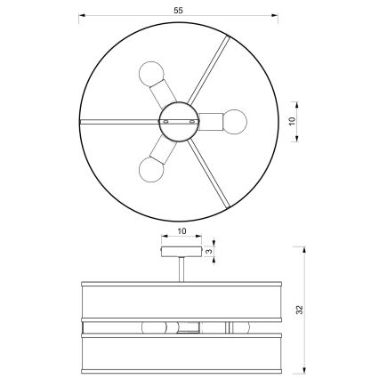 Πλαφονιέρα οροφής GLUM 3xE27/60W/230V μαύρο