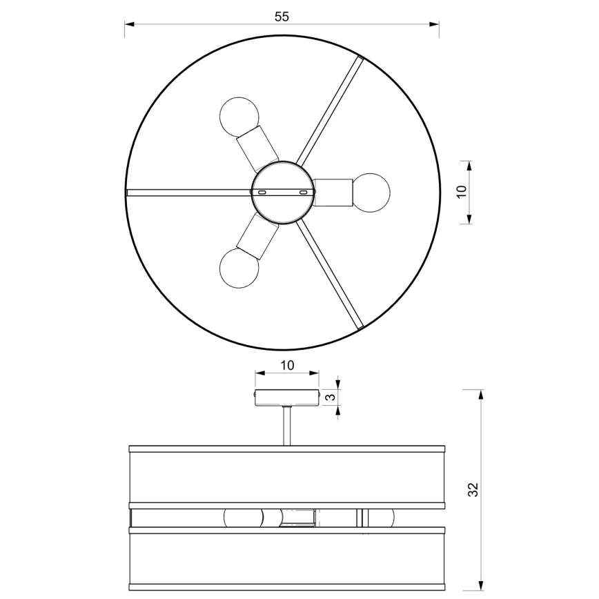 Πλαφονιέρα οροφής GLUM 3xE27/60W/230V μαύρο