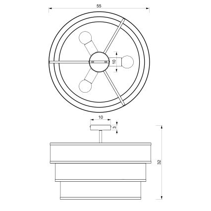 Πλαφονιέρα οροφής  GLUM 3xE27/60W/230V μαύρο