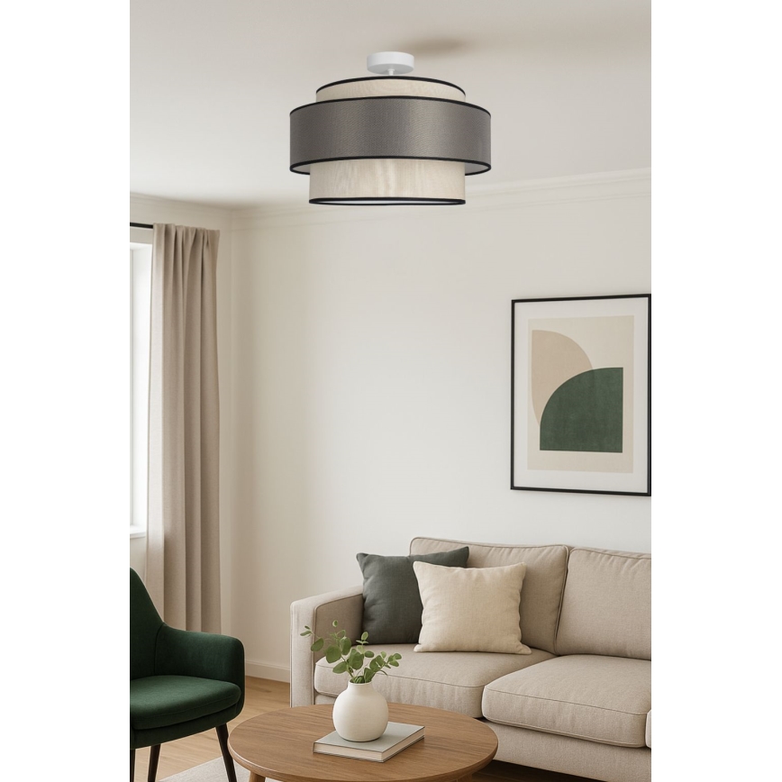 Πλαφονιέρα οροφής GRACE 1xE27/60W/230V κρεμ/γκρι