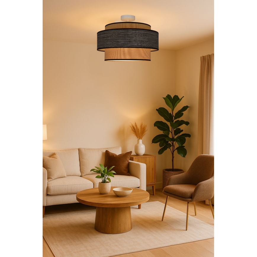 Πλαφονιέρα οροφής GRACE 1xE27/60W/230V κρεμ/καφέ