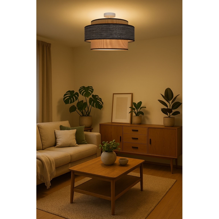 Πλαφονιέρα οροφής GRACE 1xE27/60W/230V κρεμ/καφέ