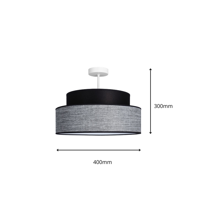 Πλαφονιέρα οροφής GRACE 1xE27/60W/230V μαύρο/γκρι