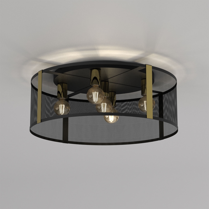 Πλαφονιέρα οροφής KAGA 5xE27/60W/230V μαύρο/χρυσαφί
