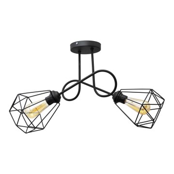Πλαφονιέρα οροφής KARO 2xE27/15W/230V μαύρο