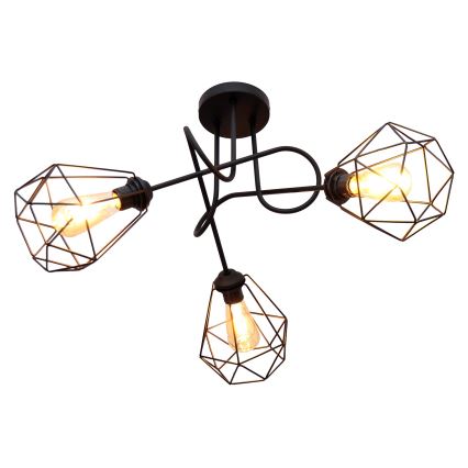 Πλαφονιέρα οροφής KARO 3xE27/15W/230V μαύρο