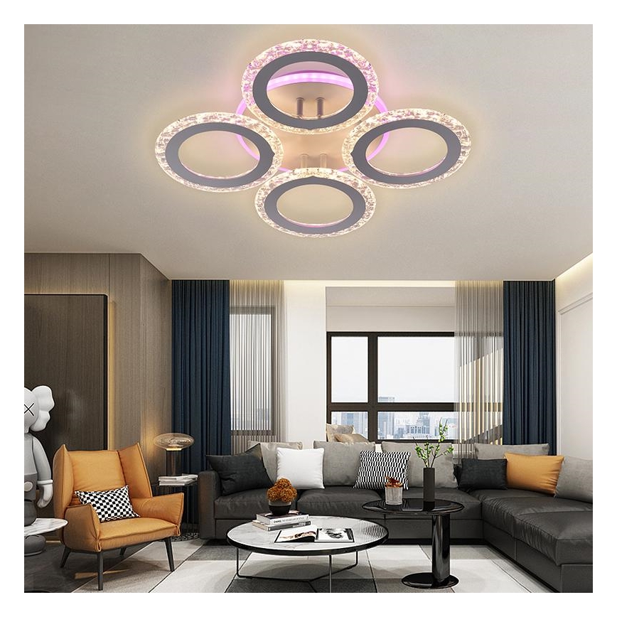 Πλαφονιέρα οροφής LED RGB ντιμαριζόμενη LED/55W/230V 3000-6500K + τηλεχειριστήριο